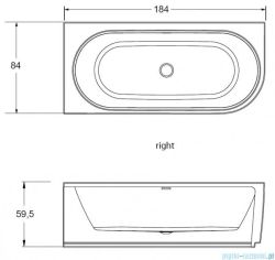 Wanna wolnostojąca narożna 184x84 cm z oświetleniem LED Riho Desire Corner B087002220 czarny/biały mat