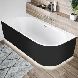 Wanna wolnostojąca narożna 184x84 cm z oświetleniem LED Riho Desire Corner B087002220 czarny/biały mat
