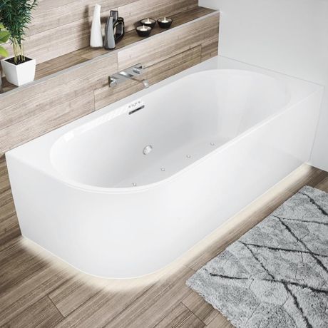 Przejdź do produktu Wanna wolnostojąca narożna 184x84 cm z oświetleniem LED i hydromasażem Sparkle Riho Desire Corner B088004105 biały mat lewa