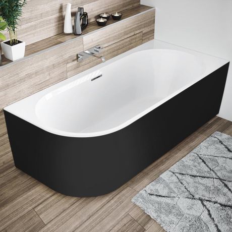 Przejdź do produktu Wanna wolnostojąca narożna 184x84 cm z hydromasażem Sparkle Riho Desire Corner B088003220 czarny/biały mat lewa
