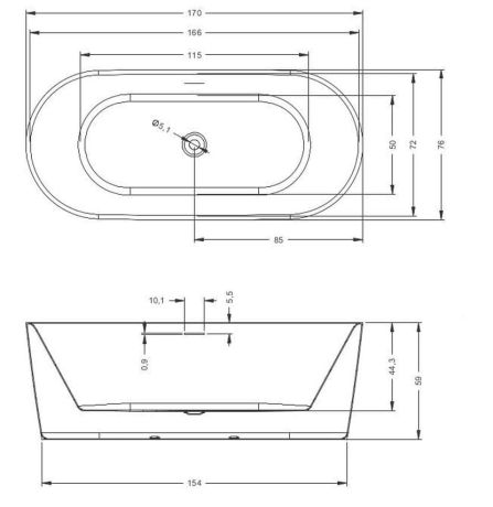 Przejdź do produktu Wanna wolnostojąca owalna 170x76 cm Riho Modesty B090001105 biały mat