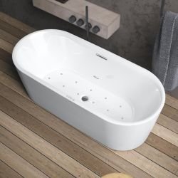 Wanna wolnostojąca 170x76 cm z hydromasażem Sparkle Riho Modesty B090002005 biały połysk