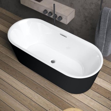 Przejdź do produktu Wanna wolnostojąca owalna 170x76 cm Riho Modesty B090001220 czarno-biały mat