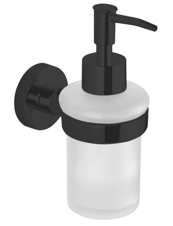 SAMBA dozownik mydła 150ml, szkło mleczne, czarny