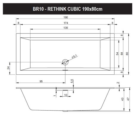 Przejdź do produktu Wanna prostokątna 190x80 cm do zabudowy Riho Rethink Cubic B108001005 biały połysk