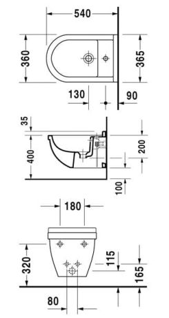 Przejdź do produktu Bidet wiszący z przelewem oraz półką na baterię 36x54 cm Starck 3 Duravit 228015