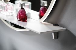 VISO lustro z podświetleniem LED, okrągłe, średnica 60cm, półką, biały mat