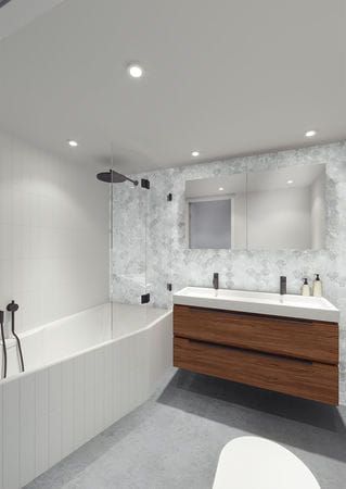 Wanna narożna prostokątna 180x110 cm do zabudowy Riho Rethink Space B116001005 lewa biały połysk