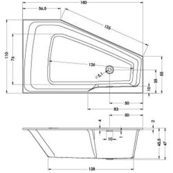 Wanna narożna prostokątna 180x110 cm do zabudowy Riho Rethink Space B115001005 prawa biały połysk