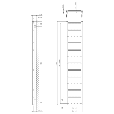 Przejdź do produktu METRO LIGHT grzejnik łazienkowy 300x1500 mm, czarny mat