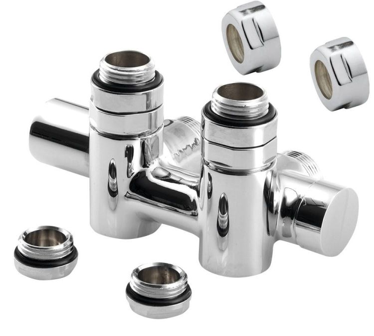 TWIN COMBI zestaw przyłączeniowy zespolony, lewy, rozstaw 50mm, chrom