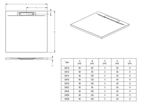 Przejdź do produktu Brodzik prostokątny płaski 140x80 cm Riho Isola D007009090 szary mat
