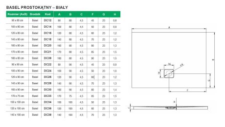 Przejdź do produktu Brodzik prostokątny płaski 100x4,5x90 cm Riho Basel D005020005 biały połysk