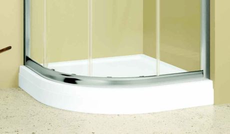 Przejdź do produktu Brodzik półokrągły 100x14x100 cm z panelem Riho Davos D002020005 biały połysk