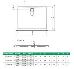 Brodzik kwadratowy płaski 100x4,5x100 cm Riho Zurich D001012005 biały połysk