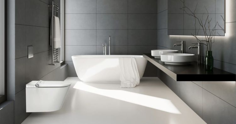 Toaleta myjąca z funkcją mycia i suszenia Major&Maker Deluxe A, w komplecie ze stelażem podtynkowym Grohe Rapid SL 5w1 i przyciskiem spłukującym Grohe Skate Cosmopolitan chrom Deluxe A+Grohe