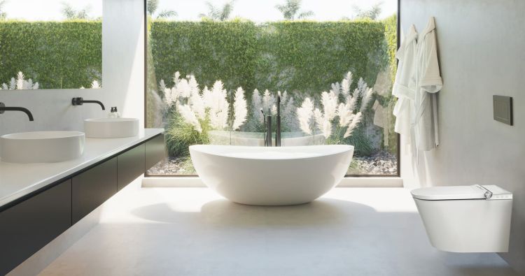 Toaleta myjąca z funkcją mycia i suszenia Major&Maker Deluxe A, w komplecie ze stelażem podtynkowym Grohe Rapid SL 5w1 i przyciskiem spłukującym Grohe Skate Cosmopolitan chrom Deluxe A+Grohe