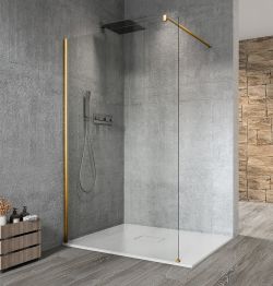 VARIO GOLD jednoczęściowa kabina przysznicowa Walk-In, montaż przy ścianie, szkło czyste, 1100 mm