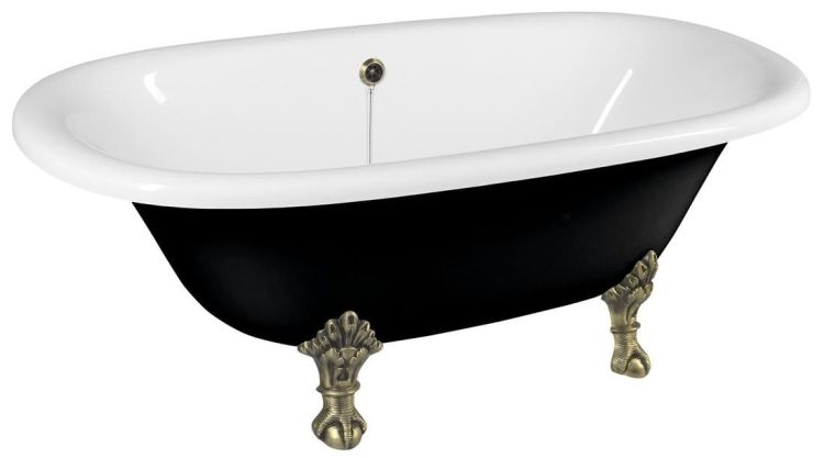 REGATA wanna wolnostojąca 175x85x61cm, nogi brąz, czarno/biała