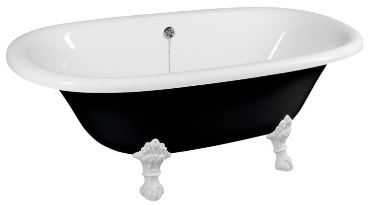 REGATA wanna wolnostojąca 175x85x61cm, nogi białe, czarno/biała