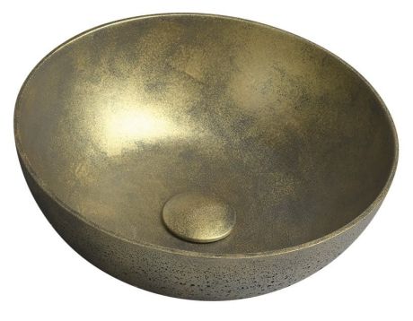 Przejdź do produktu FORMIGO umywalka betonowa nablatowa vrátane výpuste, Ø 39cm, złoty