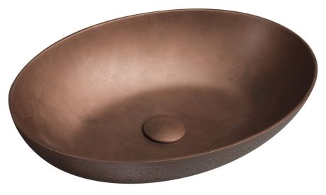 Przejdź do produktu FORMIGO umywalka betonowa nablatowa z odpływem, 60x40cm, miedź