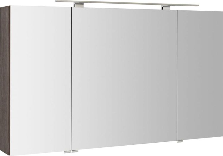 RIWA szafka z lustrem, oświetlenie LED, 121x70x17cm, 3 drzwiczki, sosna rustykalna