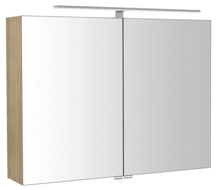 RIWA szafka z lustrem, oświetlenie LED, 81x70x17cm, wiąz Bardini