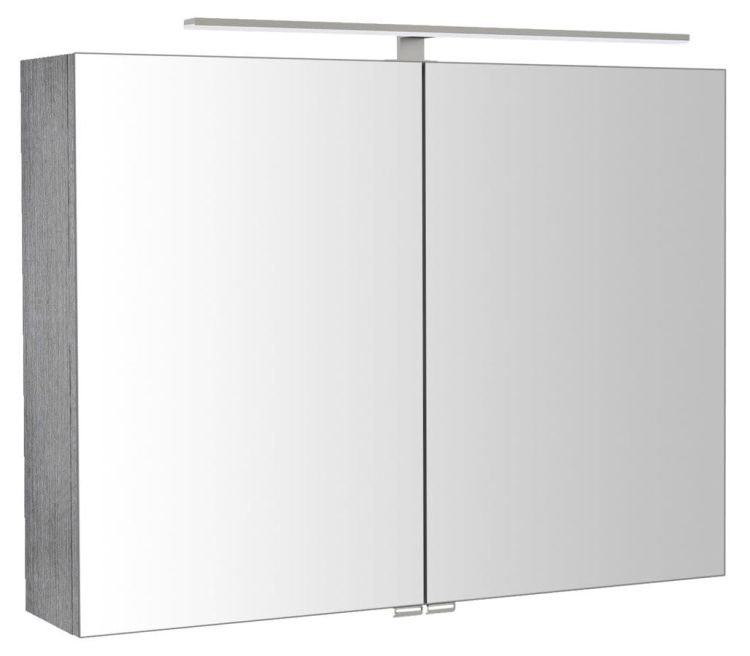 RIWA szafka z lustrem, oświetlenie LED, 81x70x17cm, dąb srebrny