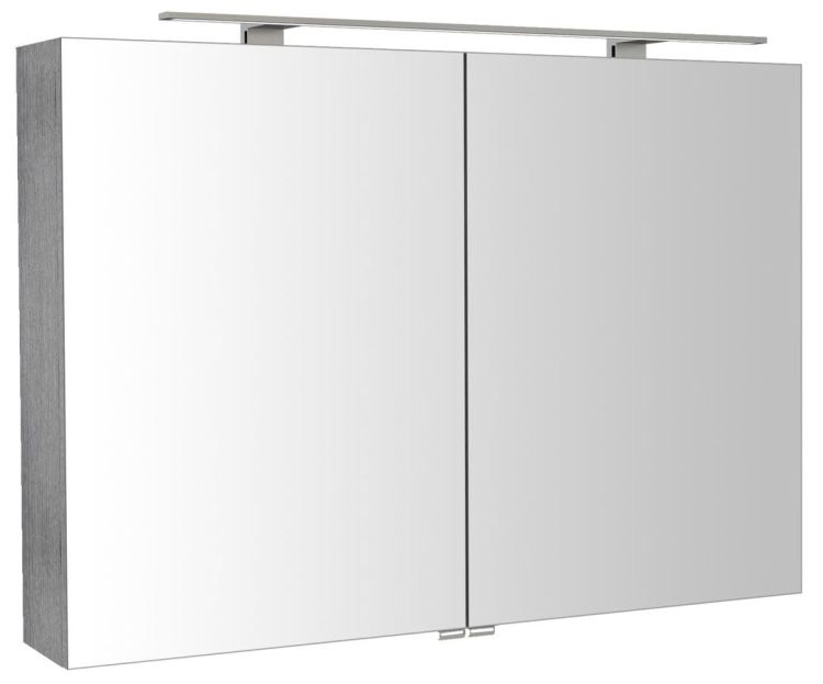 RIWA szafka z lustrem, oświetlenie LED, 101x70x17cm, dąb srebrny