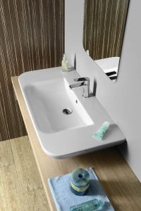 DORI umywalka ceramiczna 90x48 cm, z blatem, biała