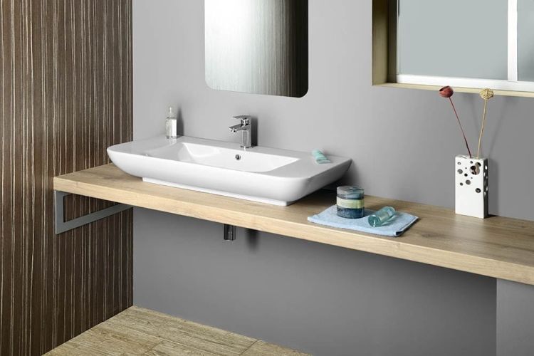 DORI umywalka ceramiczna 90x48 cm, z blatem, biała