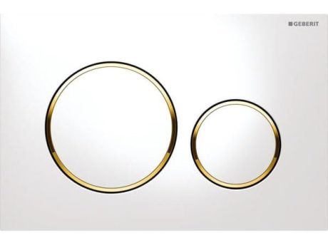 Przejdź do produktu GEBERIT SIGMA20 przycisk spłukujący, dual flush, biały połysk/złoto