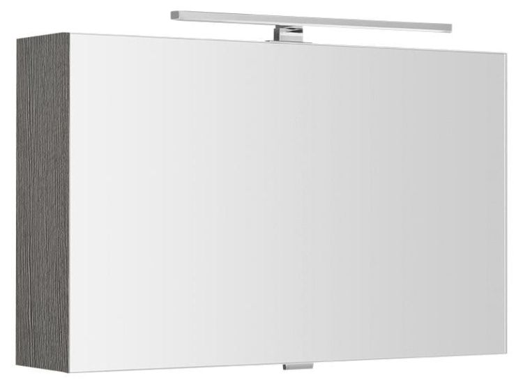 CLOE szafka z lustrem z oświetleniem LED, 80x50x18cm, dąb srebrny