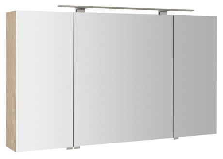 Przejdź do produktu MIRRÓ szafka z lustrem, oświetlenie LED, 3 drzwiczki, 120x70x16cm, wiąz Bardini
