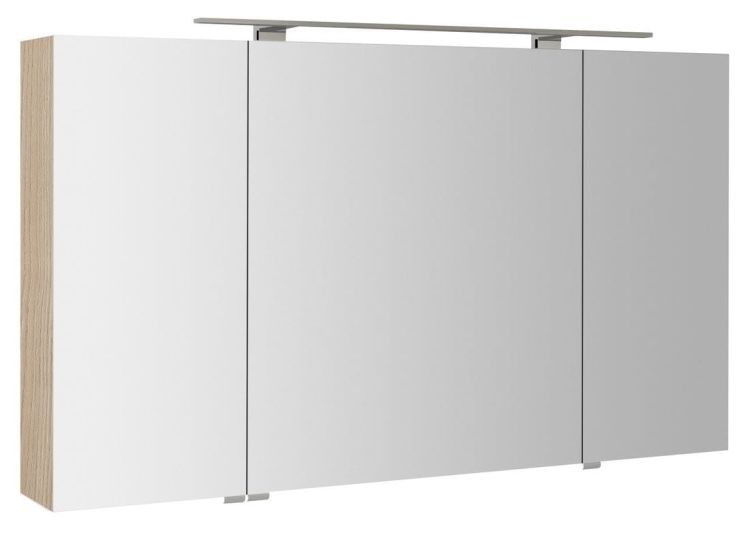 MIRRÓ szafka z lustrem, oświetlenie LED, 120x70x16cm, 3 drzwiczki, wiąz Bardini