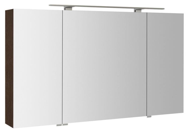 MIRRÓ szafka z lustrem, oświetlenie LED, 120x70x16cm, 3 drzwiczki, sosna rustykalna