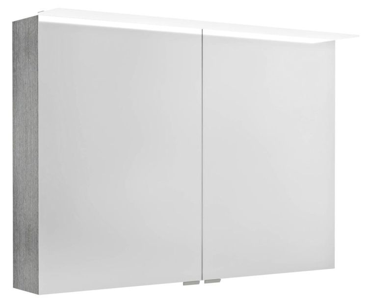 LINEX szafka z lustrem, oświetlenie LED, 100x70x15cm, dąb srebrny