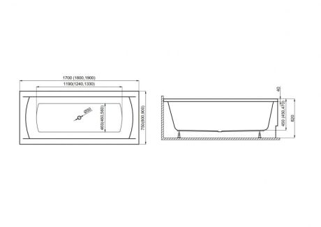 Przejdź do produktu Wanna prostokątna 190x90 cm Ines Polimat 00085 biały