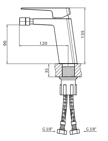 Bateria bidetowa jednootworowa chrom Vedo Sette VBS7002 