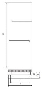 Grzejnik łazienkowy w kolorze do wyboru z palety Ral 160x56 cm Radeco Imperador rysunek techniczny
