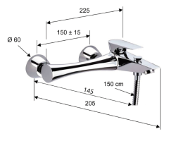 Bateria wannowa ścienna Sapho Axamite AX10 chrom
