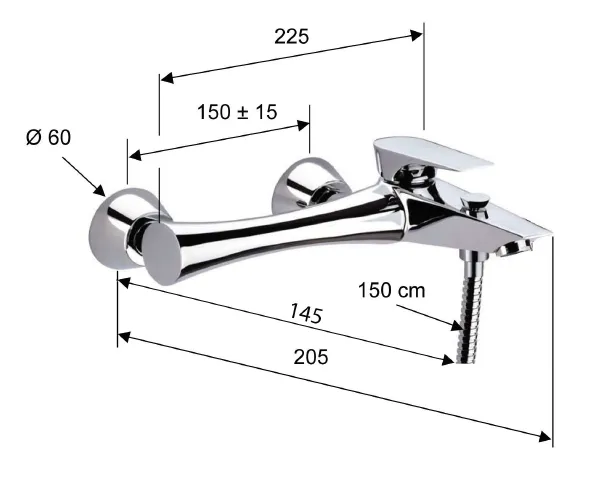 Bateria wannowa ścienna Sapho Axamite AX10 chrom