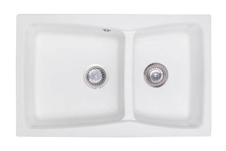 Przejdź do produktu Zlewozmywak granitowy dwukomorowy 80x50 cm Darfor DG004 biały