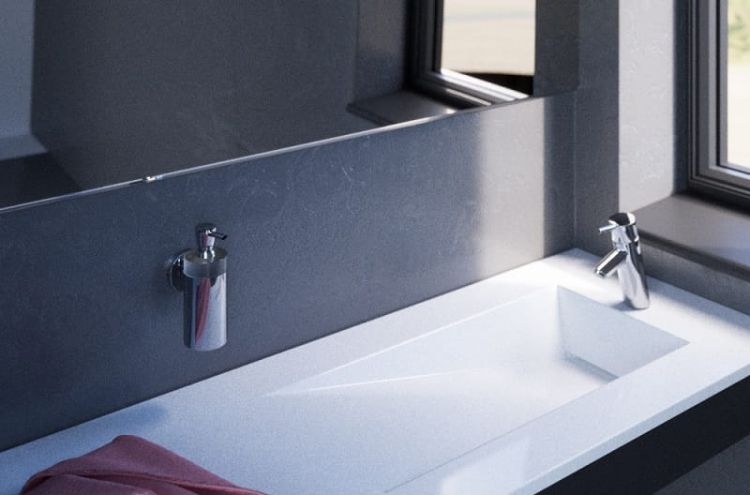 Asymetryczna umywalka Solid Surface na indywidualny wymiar z misą Slide 66x30SOL