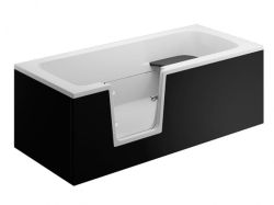 Wanna prostokątna dla niepełnosprawnych 170x75 cm Polimat VOVO 00894 - czarna obudowa