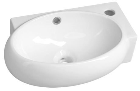 Przejdź do produktu RIBERA umywalka ceramiczna narożna 43x28,5cm, otwór na baterię po prawej strony, biały