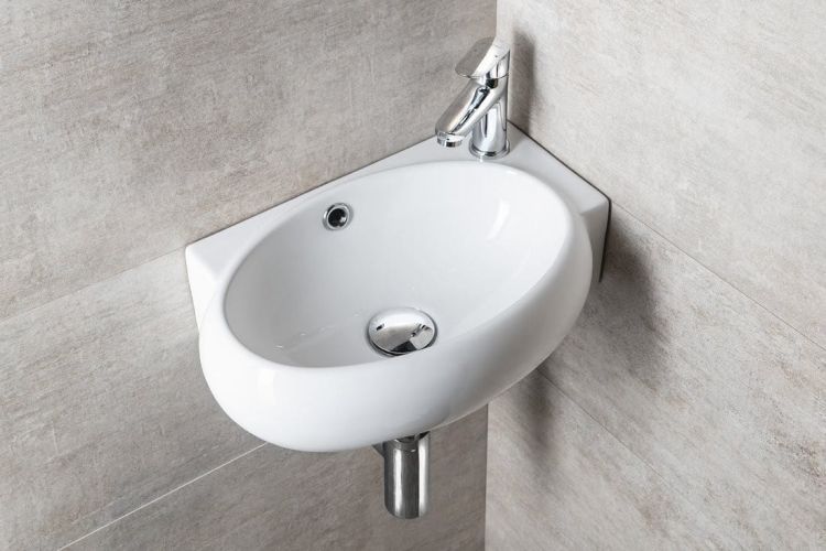 RIBERA umywalka ceramiczna 43x28,5x15 cm, ścienna, otwór na baterię z prawej strony
