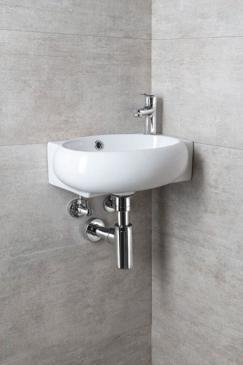 RIBERA umywalka ceramiczna 43x28,5x15 cm, ścienna, otwór na baterię z prawej strony