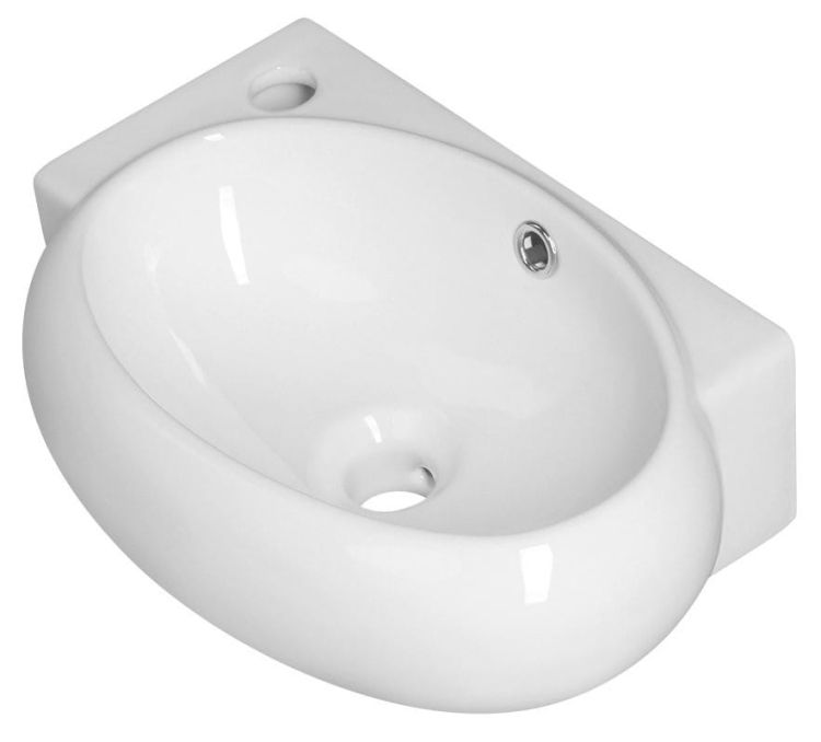 RIBERA umywalka ceramiczna 43x28,5x15 cm, ścienna, otwór na baterię z lewej strony